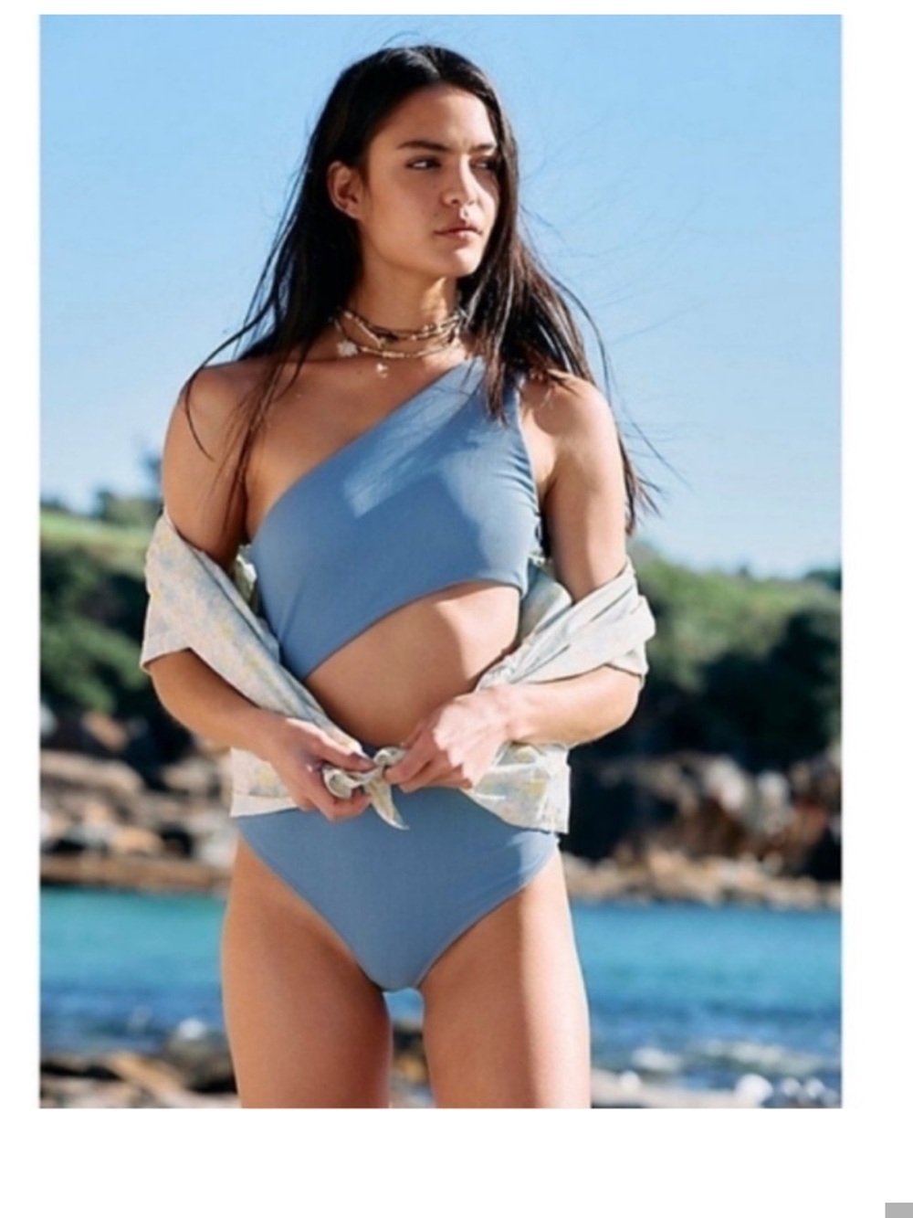 Beach Riot Celine One Piece  One Shoulder Swimsuit Free People